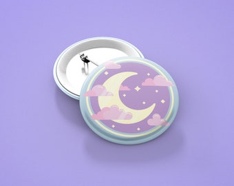 Pastell Ästhetik Pins, Kawaii Crescent Moon, Pastell Goth, Harajuku Kleidung, Fairy Kei, Soft Ästhetik, Geburtstag, Custom Cute Buttons, Geschenk