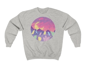Pastel Crystal Kawaii Sweatshirt - Vaporwave Sweater, Crystal Clothing, Pastel Aesthetic, Plus Size Sweatshirt, Gem Lover, Crystal Shirt