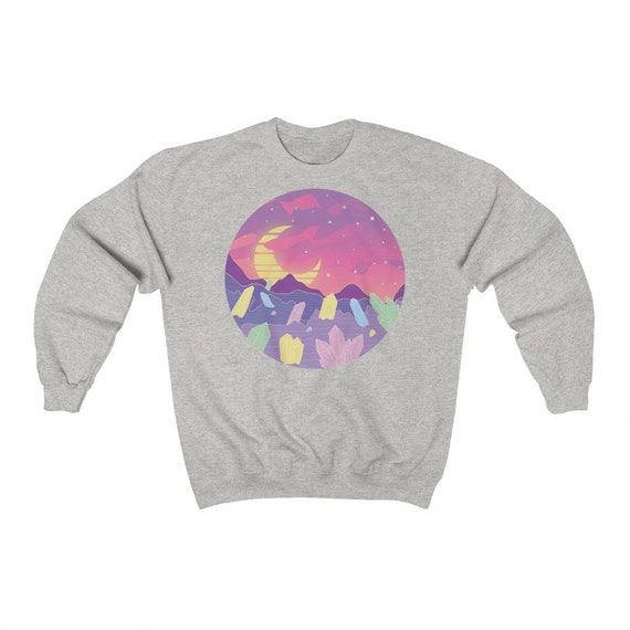 Pastel Crystal Kawaii Sweatshirt - Vaporwave Sweater, Crystal Clothing, Pastel Aesthetic, Plus Size Sweatshirt, Gem Lover, Crystal Shirt