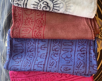 Sale 4 Shawl Bundle white/blk pink, blue, brown Yoga Om Meditation Prayer Shawl Scarf Wrap, NEW plus free silk bag