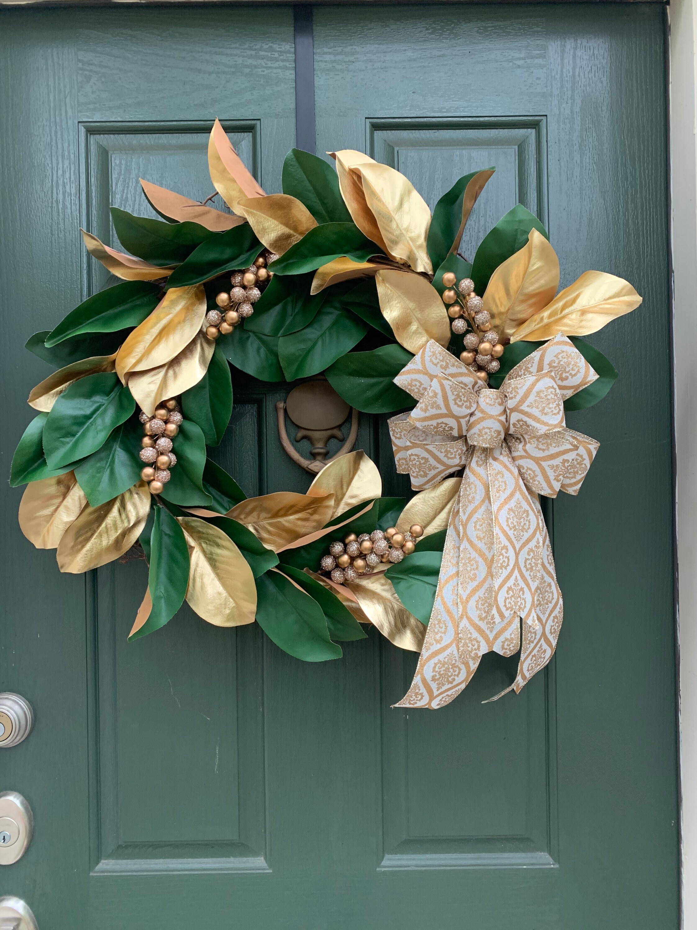 Gold Magnolia Leaf Wreath Magnolia Front Door Wreath Etsy.de