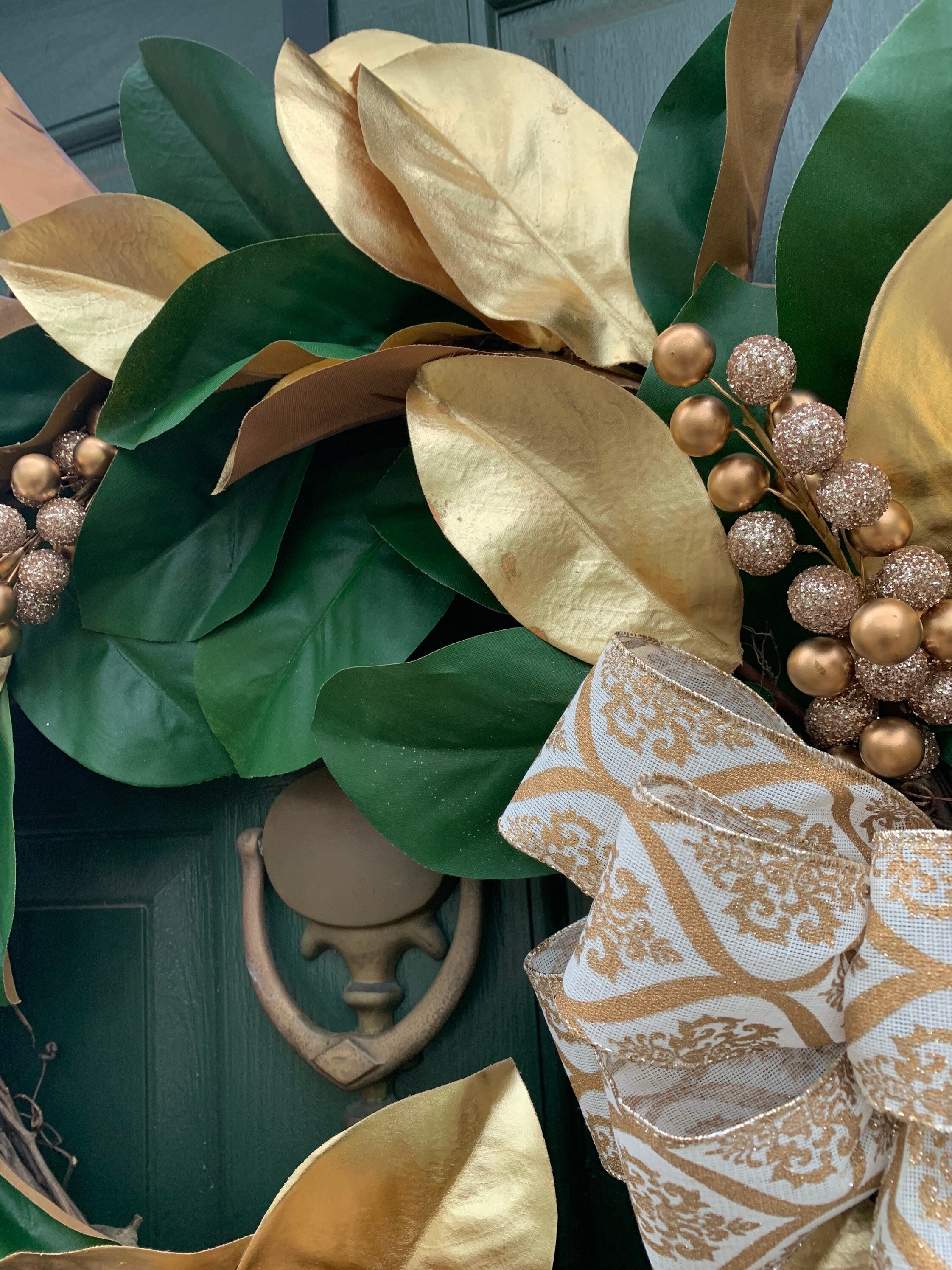 Gold Magnolia Leaf Wreath Magnolia Front Door Wreath Etsy.de