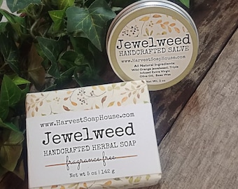 Jewelweed Bar Soap and Herbal Salve | Handmade Triple Infused Herbal Soap and Salve | All Natural Soaps and Salves | Gardeners Soap