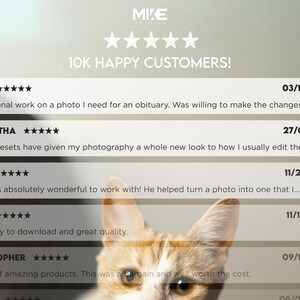 May include: Screenshot of a website with customer reviews. The reviews are positive and include comments about the quality of the products and the seller's customer service. The website also features a cat peeking out from the bottom of the screen.