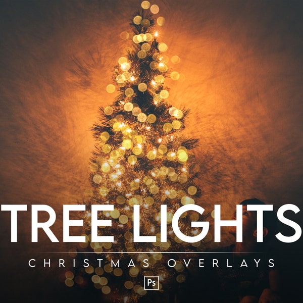 25 Weihnachtsbaum Lichter Overlays für Photoshop, PS Texturen, Lichterketten, Gold, Weiß und Rosegold, Feiertage, Weihnachten