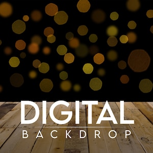 Gold Bokeh Photography Backdrop, Wooden Lights Digital Backdrop, Photography Digital Background, Black Background, Bokeh Backdrop Lights