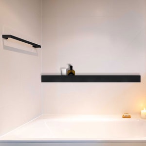 Long shower shelf 80 cm, 100 cm, 120 cm long, Elegant, Minimalist, Black Matte, Large shower caddy