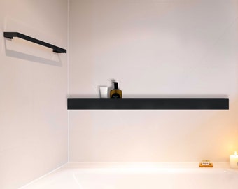 Long shower shelf 80 cm, 100 cm, 120 cm long, Elegant, Minimalist, Black Matte, Large shower caddy