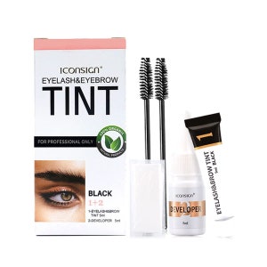 2-In-1 Eyelash & Eyebrow Tint Kit, Professional Lash & Brow Color Kit,  Suitable for Salon & Home Use, Dark Brown