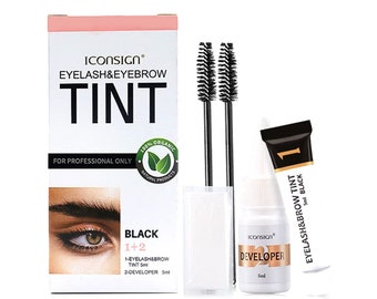 2 In 1 Eyelash & Eyebrow Tint Kit,Semi-Permanent Tint Kit,Waterproof Hair Dying,6 Weeks Lasting,Salon Home Use - 7ml Brown, Black or Coffee