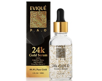 Evique 24K Gold Anti Aging  Serum with Hyaluronic Acid, Vitamin C , and Vitamin E.