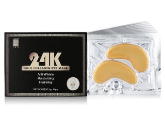 Evique 24k Gold Eye Mask x 10 Pairs, Puffy Eyes,Dark Circles,Wrinkles, Fine Lines & Eye Bags Treatment, Under Eye Hydrogel Patches, Eye Pads