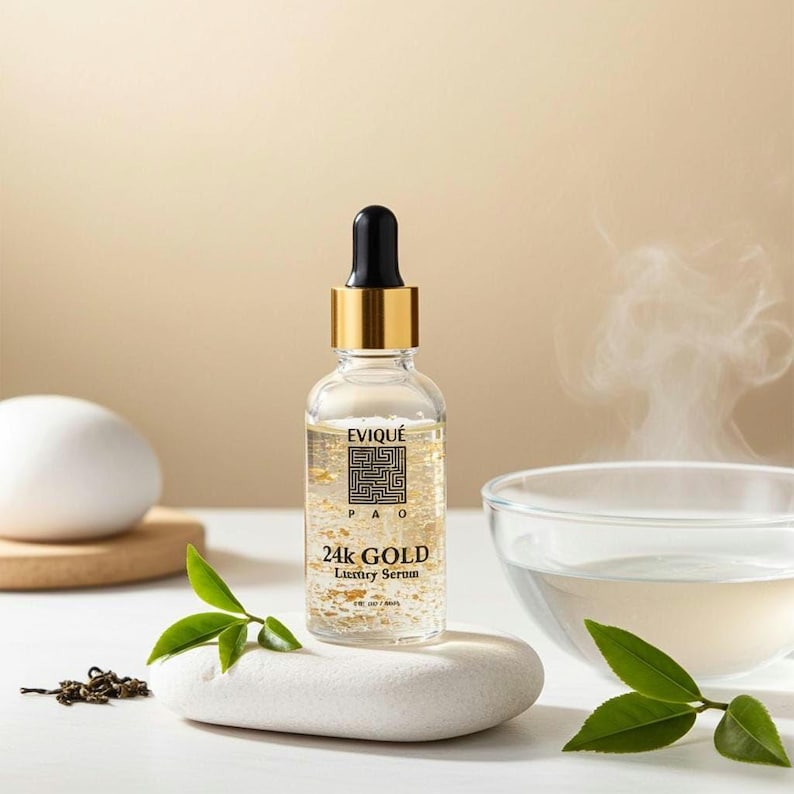 Evique 24K Gold Anti Aging Serum with Hyaluronic Acid, Vitamin C , and Vitamin E. image 11