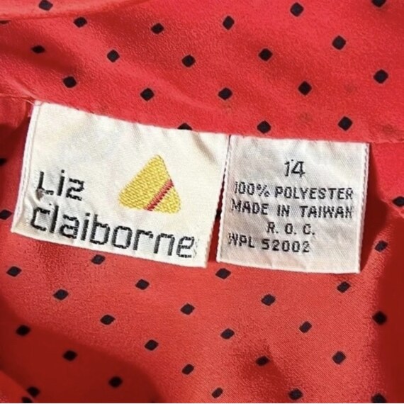 Vintage 80s-90s Red with Black Dots Liz Claiborne… - image 6