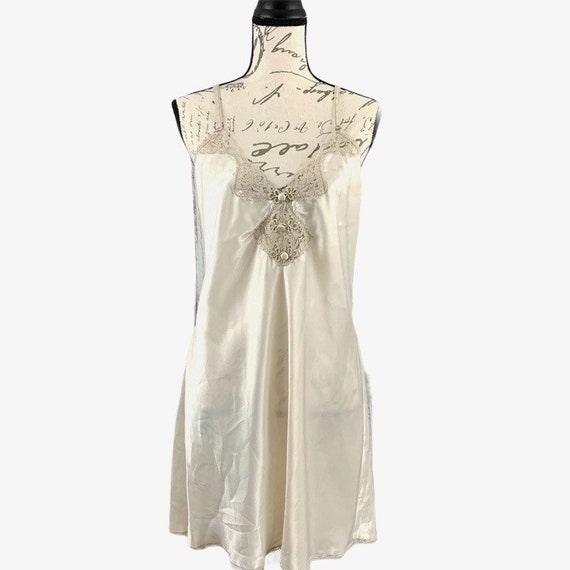 Vintage 80's Val Mode Cream Beige Chemise Sleepwea