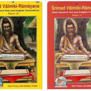 Shrimad Valmiki Ramayana with Sanskrit Text and English Translation, Set From Gita Press, 2 Books (Code 452,453 ), Hardcover
