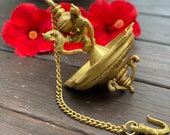 Auspicious Peacock Hanging Oil Lamp , Stunning Hanging Lamps, Traditional Indian oil Lamp, Pooja Room décor, Wick Lamp, Brass Diya