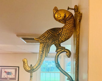 Peacock Brass Hook hanging lamp or bell, Hanger, Bracket