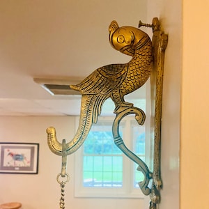 Mosiężny hak Peacock, lampa wisząca lub dzwonek, wieszak, wspornik