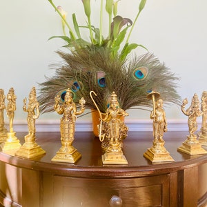 Brass Dasavatharam idols, Brass Dashavtar Statue, Dashavtara idols, Brass Dashavatara, Home Decor – 10 statues, Hindu God of Luck, Vishnu