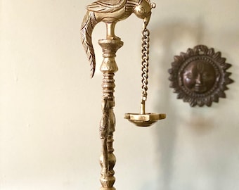 Parrot Lamps, Brass Wick Diya - 12"