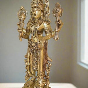Vishnu idol, Superfine Brass Vishnu Murti - 13&quot;
