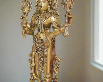 Vishnu idol, Superfine Brass Vishnu Murti - 13&quot;