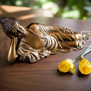 Peaceful Buddha Statue, Buddha Sculptures, Sleeping  Buddha for Indoor or Meditation room décor – 12”