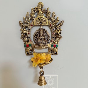 Brass Lakshmi Wall Hanging Lamp with Bell