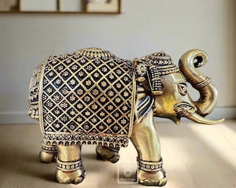 Éléphant indien ethnique en laiton fait main (poids léger)