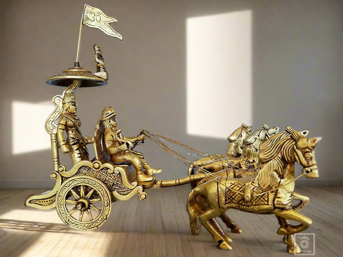 Nloo Krishna Arjuna Chariot With Horses: A Symbol of Faith and Valor - Etsy
