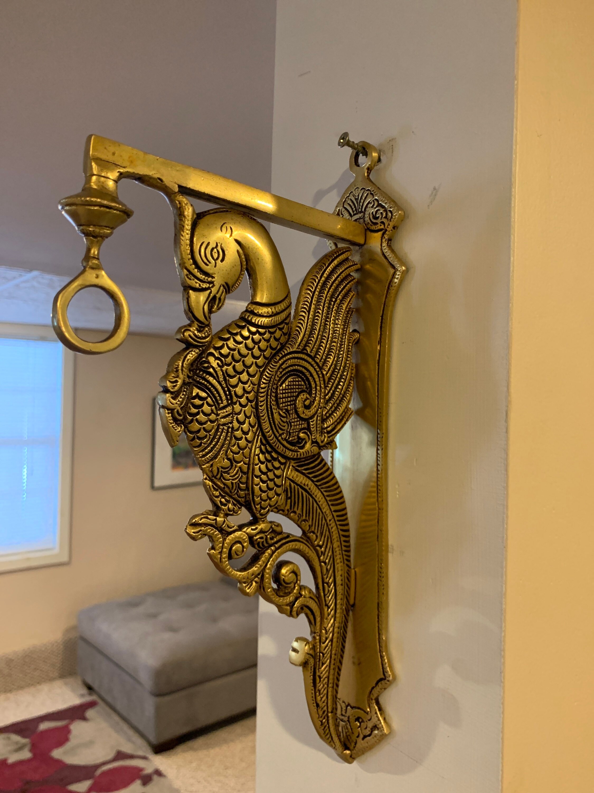 Peacock Brass Wall Bracket for Hanging Lamp or Bell Hanger Etsy