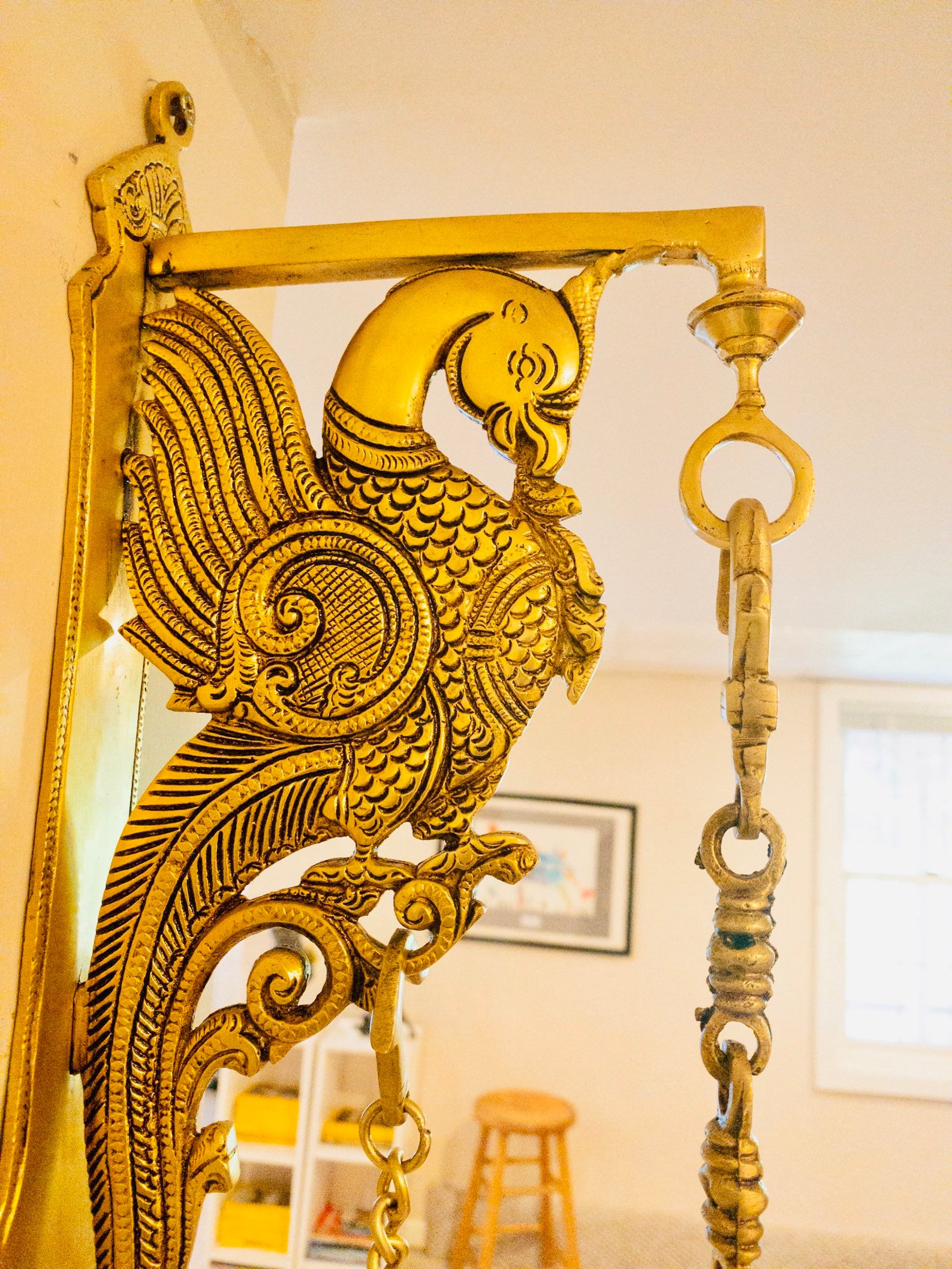 Peacock Brass Wall Bracket for Hanging Lamp or Bell Hanger Etsy