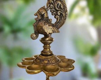 Handmade Brass Peacock Diya Lamp: Indian Wedding Decor