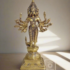 Brass Arumukhan Six Faces of Murugan (Kartikeya) Lord Murugan, Subrahmanya- 10&quot;