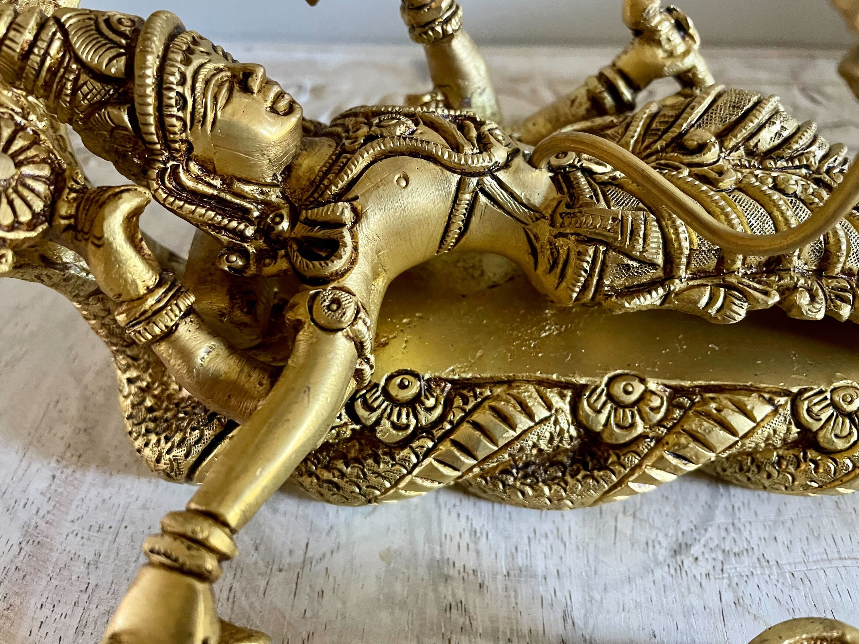 Lord Vishnu With Lakshmi Statue Handmade Brass Laxmi Narayan Figure  Figurine | eBay