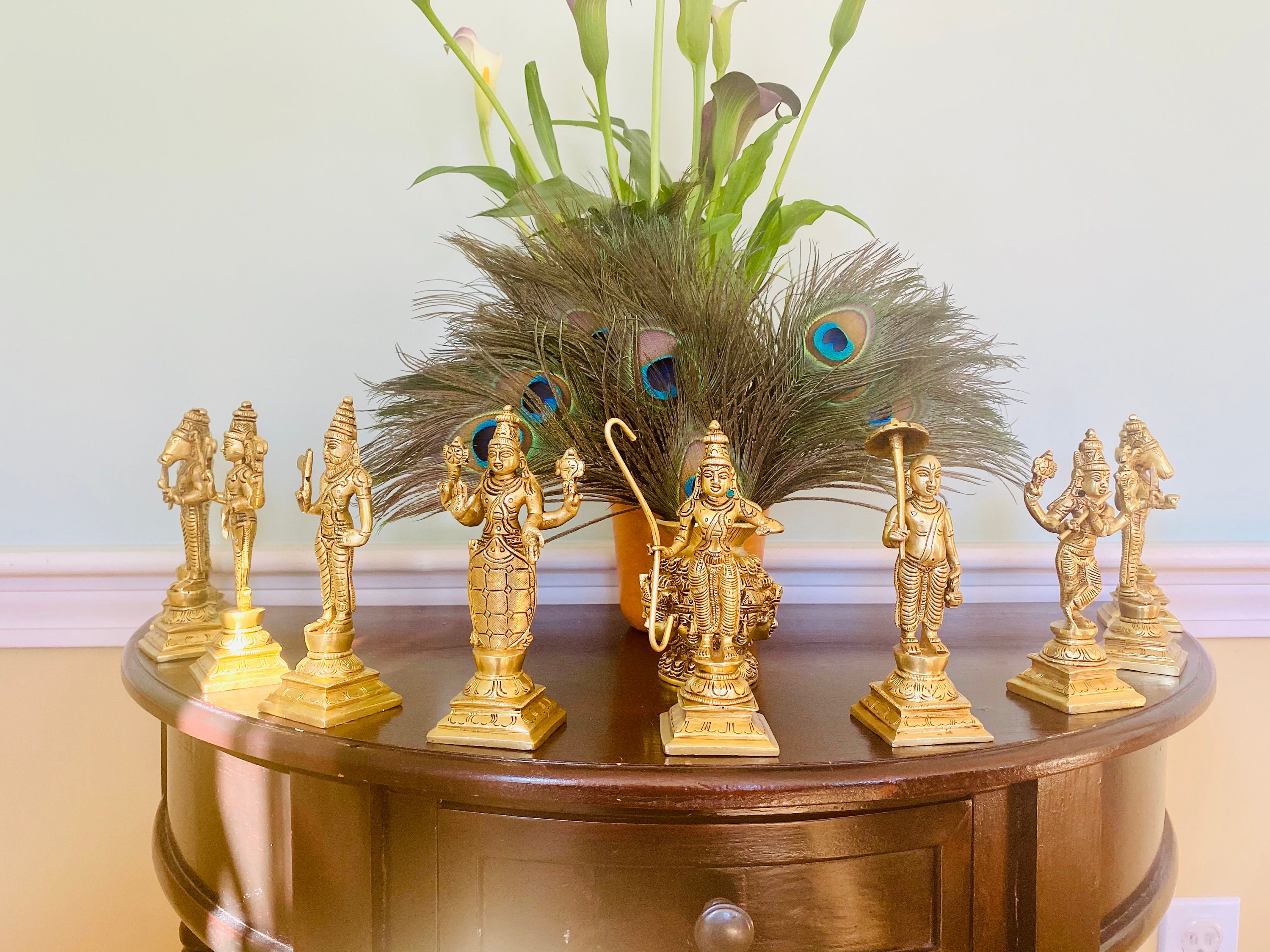 Brass Dasavatharam idols, Brass Dashavtar Statue, Dashavtara idols, Brass Dashavatara, Home Decor – 10 statues, Hindu God of Luck, Vishnu