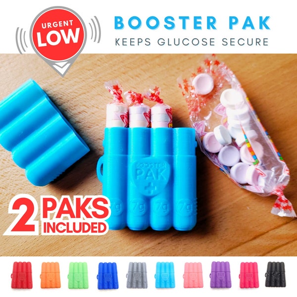 2x Booster Pak cases for candy Smarties, candy Rockets, for Type 1 diabetes, avoid low blood sugar and hypoglycemia