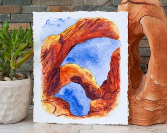 Double Arch Watercolor Print with Deckled Edge