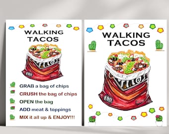 TACO Bar, WALKING TACOS, Digital Download, printable, bar menu, kitchen decor, food party station