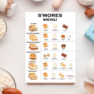 Menu S'MORES, téléchargement numérique, imprimable, station de bar artistique Holidays Kitchen