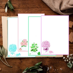 Digital, set 4 Download, Printable Stationery, JPG, carta da lettere,carta da scrittura, disegni originali, Shabby, provenzali
