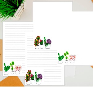 Digital,set 4 Istant Download,Printable Stationery,carta da lettere,carta da scrittura, disegni originali,succulente,piante grasse,cactus