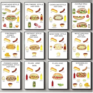 Pack de 12 recettes « Styles hot-dogs américains » - Téléchargement numérique PDF, imprimable, décoration de fête, de bar et de cuisine