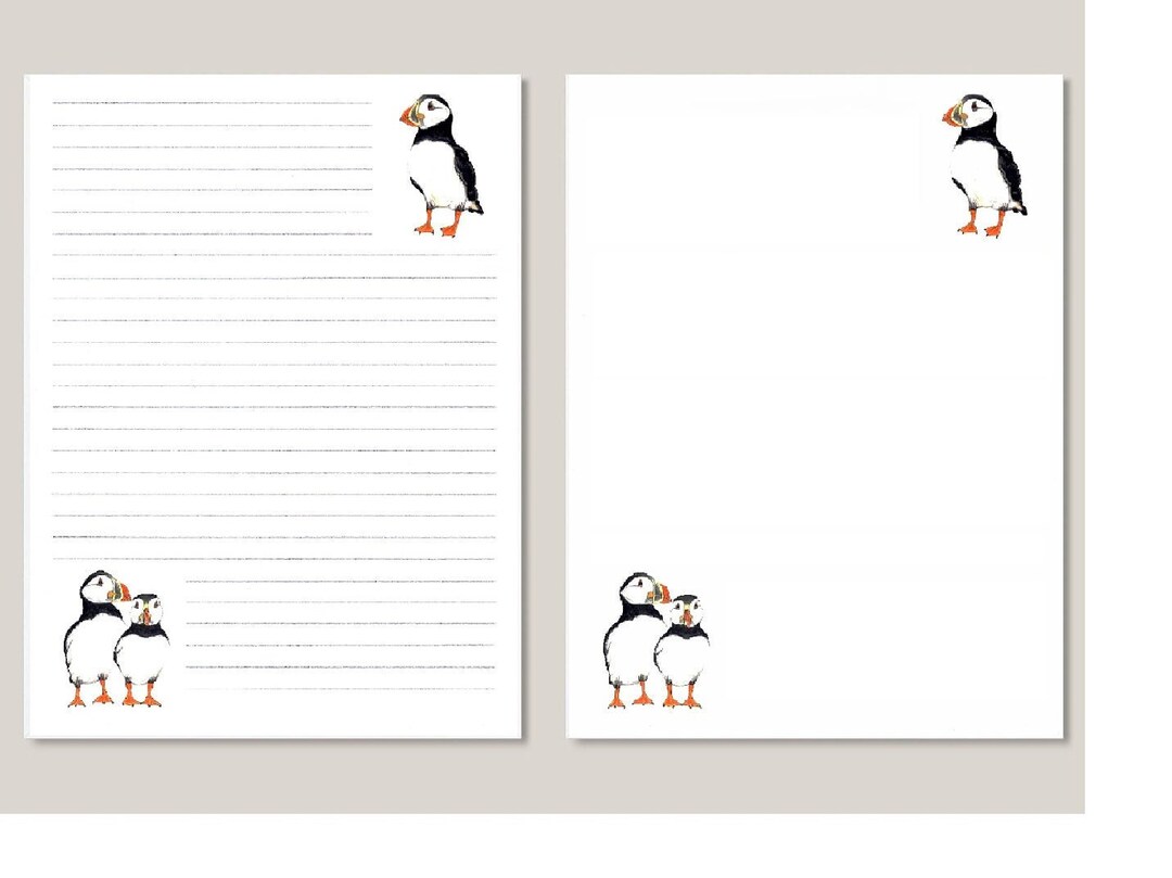 Digital,instant Download, Printable Stationery, Writing Paper, Puffins
