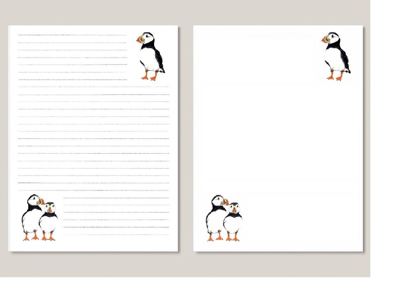 Digital,instant Download, Printable Stationery, Writing Paper, Puffins ...