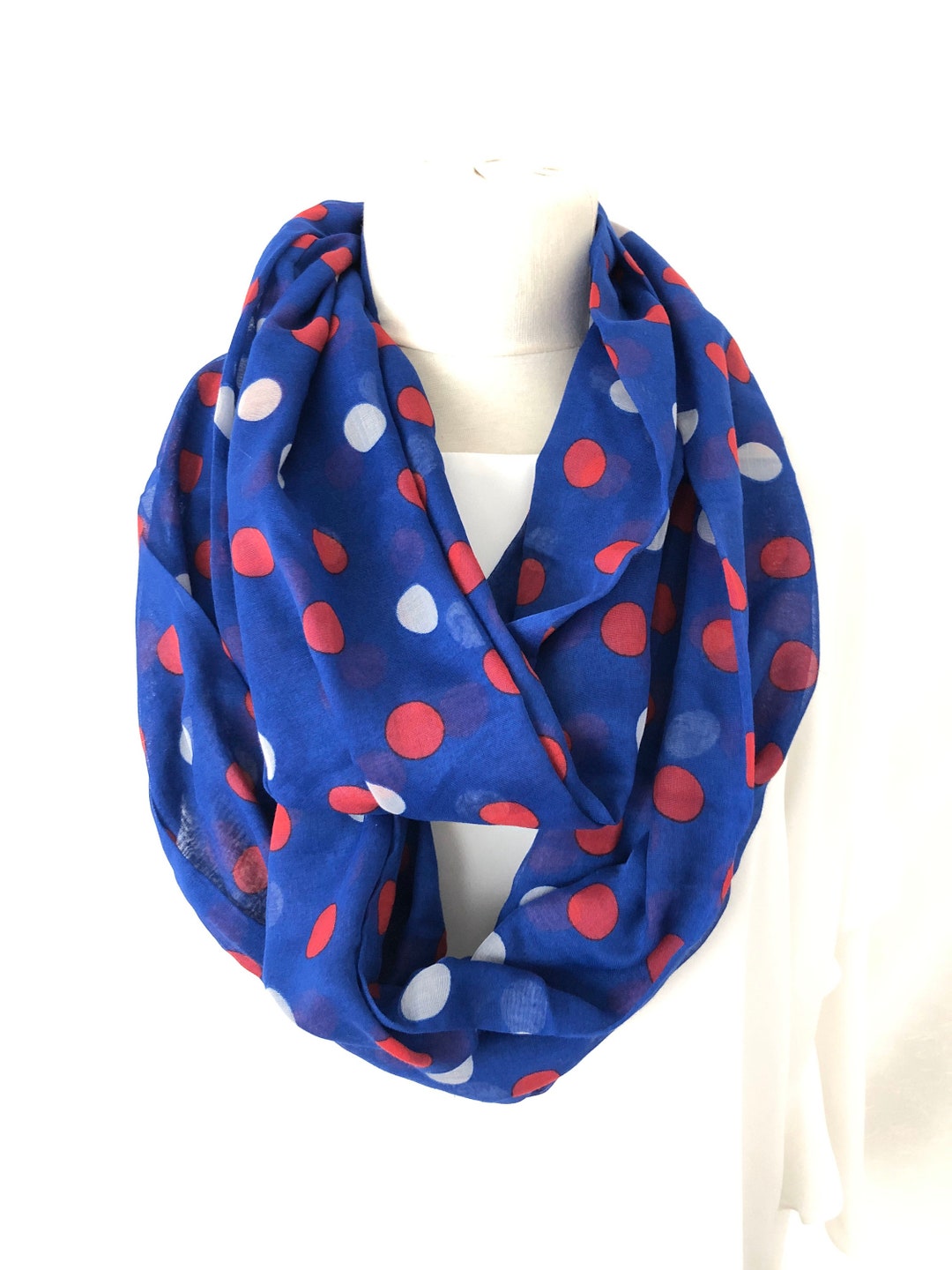 INFINITY Polka Dotted Blue Scarf - Love Forever INFINITY Scarf Loop ...