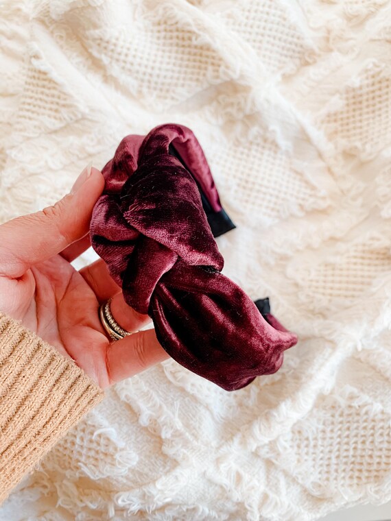 Velvet Burgundy Knotted Headband - Etsy display picture 3