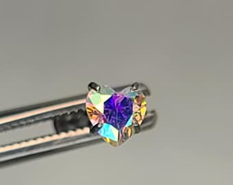 18g 3mm Heart Stud AB Gem Heart Stud Threadless Titanium Stud *Choose Post Color and Post Length*