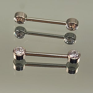 14g 1.6mm Titanium Internally Threaded Barbell Pair w/Forward Facing Gems High Polish Finish in Photo Choose Finish & Length image 2